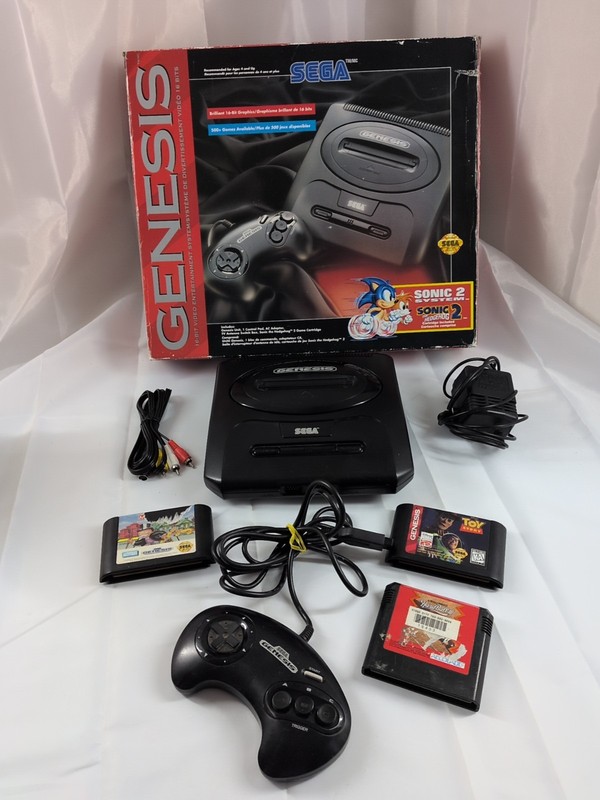 Sega Genesis Model 2 Console W/ 3 Games & Original Box Tested Works Toy Story…