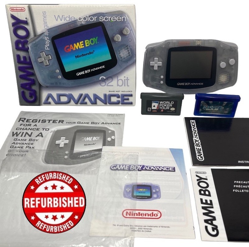 Nintendo GameBoy Advance Glacier Console w/ Box + Pokémon Sapphire JP Tested GBA