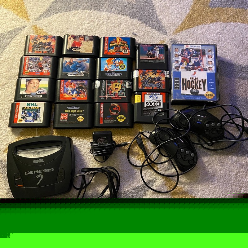 Sega Genesis Model 3 Console System Bundle MK-1461 + Controller + Cables 16 Game