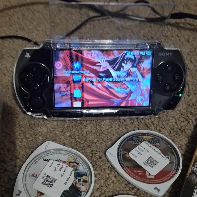 Sony PSP Black Handheld Console 128GB Wi-Fi w/ Games, Charger, Memory Stick