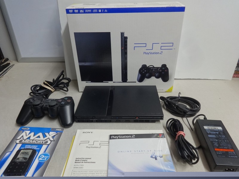 OEM Sony PS2 SLIM Video Game System Playstation-2 SCPH-77001 MINTY CIB Console