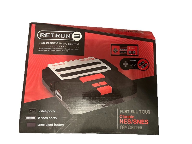 RETRON 2 – 2 IN 1 GAMING SYSTEM RED/BLACK – NES SNES – TURNS ON