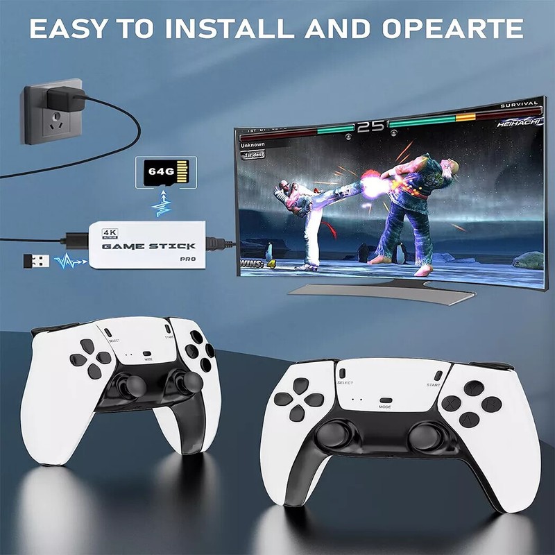 4K 64G HDMI TV Video Game Stick M15 Gaming Console Gamepad 2 Wireless Controller gallery