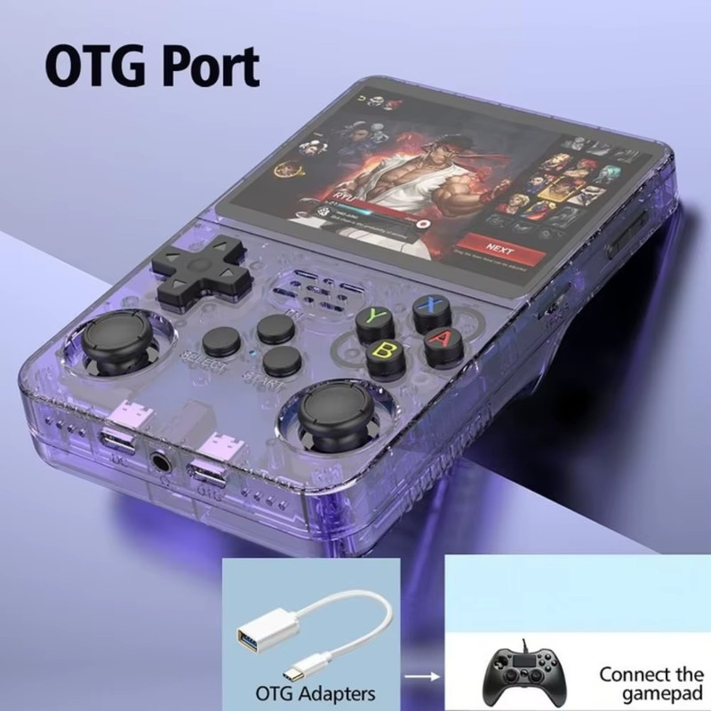 R36S 128gb Handheld Game Console – Black, Purple – Retro Emulator w/ 25k+ Games gallery