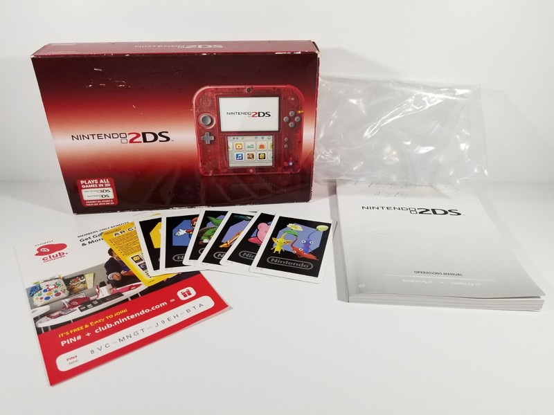¤ Empty Original Box Nintendo 2DS Crystal Red Handheld Console ¤ Manual Cards