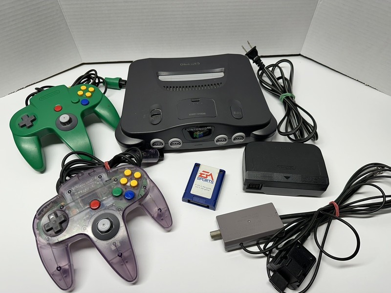 Nintendo N64 Console Cords Purple & Green Controller Memory Card RF Switch Cable