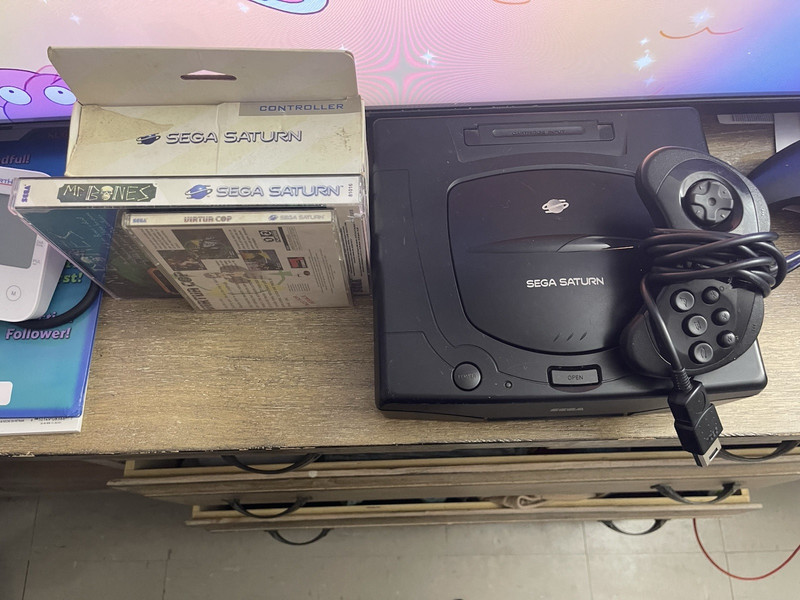 SEGA Saturn Black Console w/ Controller & Game NTSC-U/C Composite RCA Mem Slot