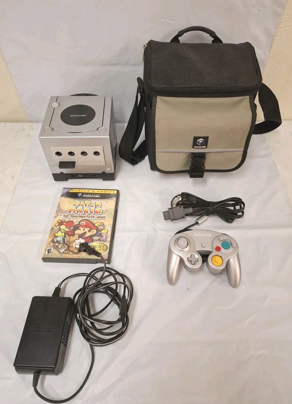 Nintendo DOL-001 USA Gamecube Console – (Silver)Working W/ Game, Carrying Case,