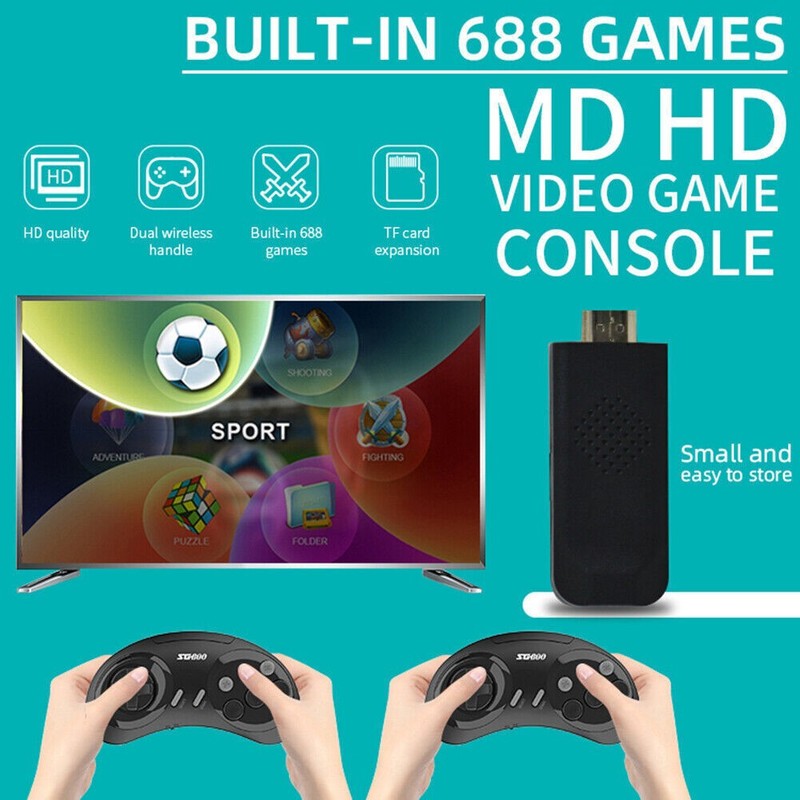 HDMI Retro TV Game Stick Console With 1500+ Games For Sega Genesis 2 Controllers gallery