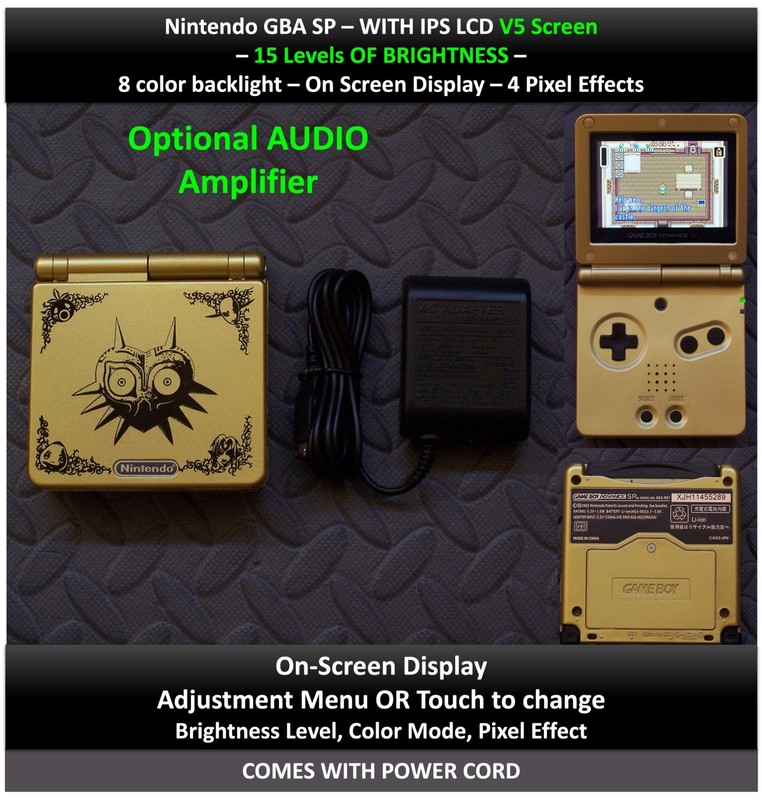Game Boy Advance GBA SP IPS MOD V5 OSD 15 Levels of Brightness Audio Amp Pokemon