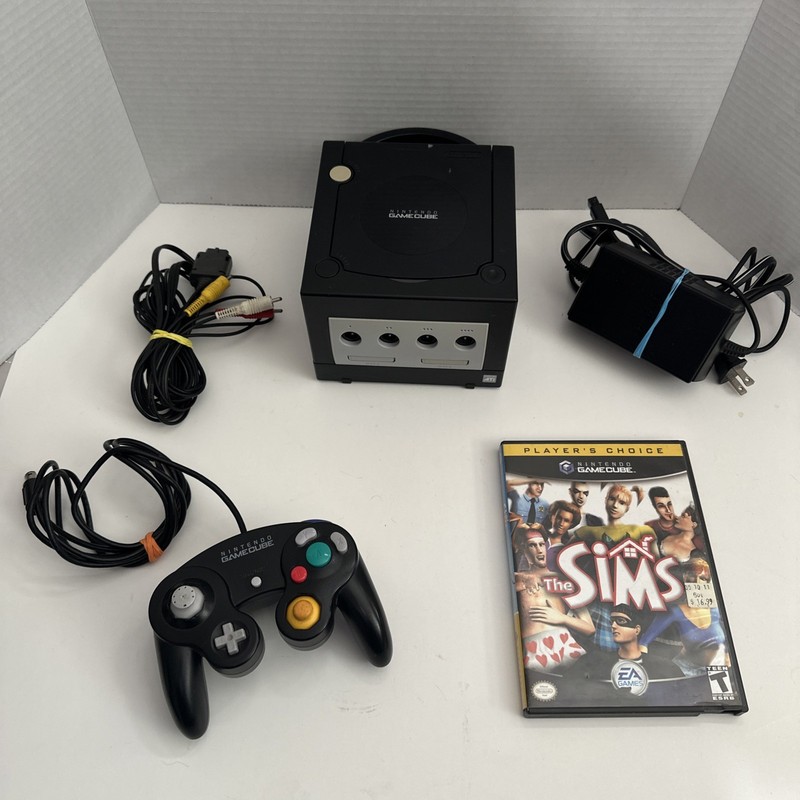 Nintendo GameCube DOL-001 BLACK Console Bundle Controller, Game & Cables Tested