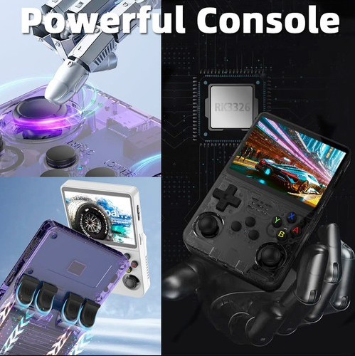 R36S 128gb Handheld Game Console – Black, Purple – Retro Emulator w/ 25k+ Games gallery