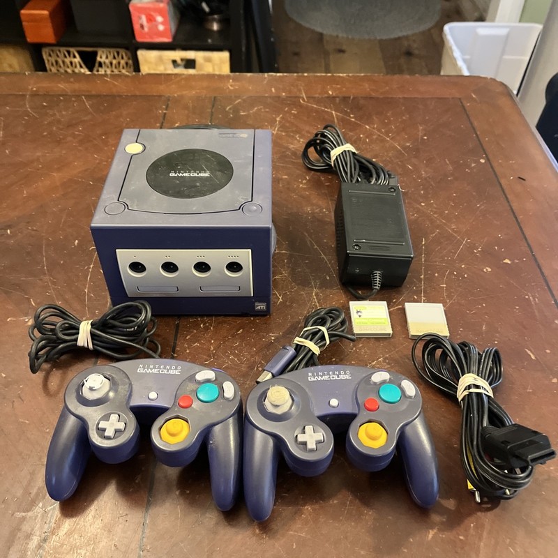 OG Nintendo GameCube Gaming System INDIGO Console 2 Controller Bundle DOL-001 RS