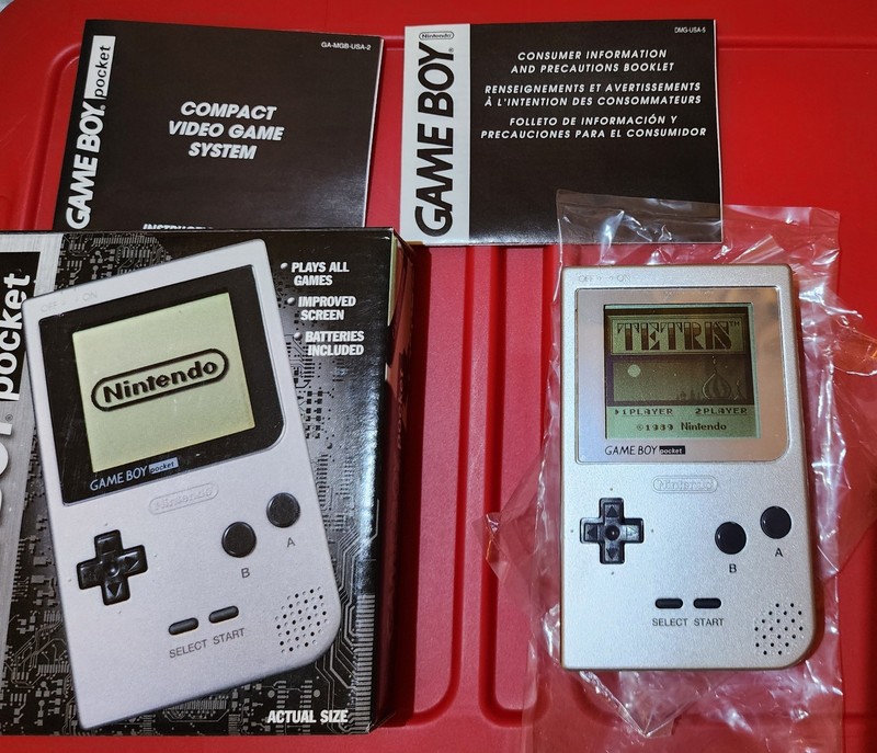 Nintendo Game Boy Pocket Silver MGB-001 Original BOX, Tetris Game Gameboy