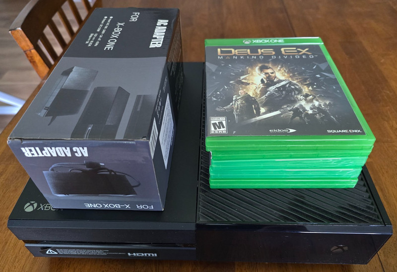 Microsoft Xbox One 1 TB Console Model 1540 w/ Adapter and 5 Games – Fully tested
