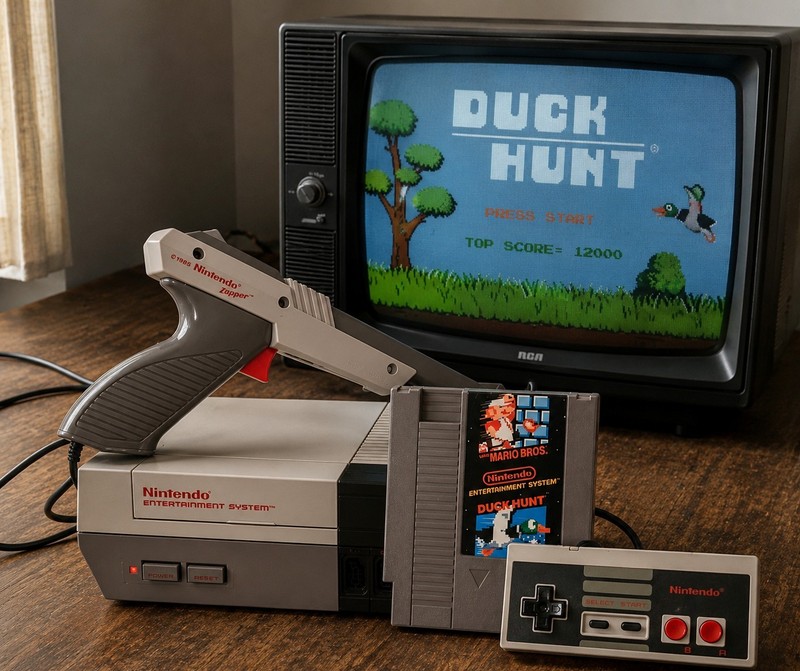 Vintage 1985 Nintendo NES-001 Console Bundle OEM Zapper Included | TESTED