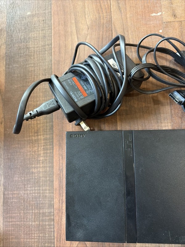 Sony PlayStation 2 PS2 Slim SCPH-77001 Black NTSC-U/C w/ Cables 1 Controller gallery
