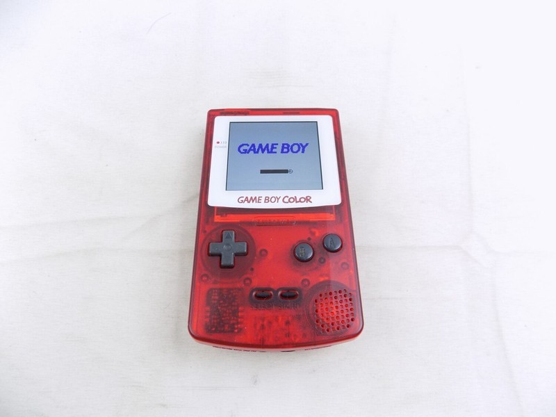 Like New Gameboy Color Game Boy Color Skeleton Red IPS Screen Mod Handheld Co…