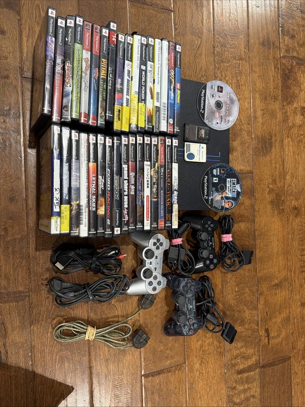 Sony PS2 FAT Console Bundle + 35 Games, 3 Controllers, 2 Memory Cards WORKS!