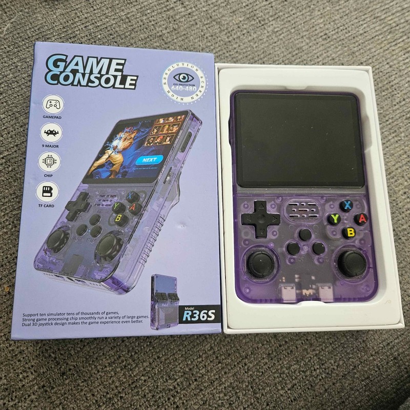 R36S Game Console, No SD Card, Purple