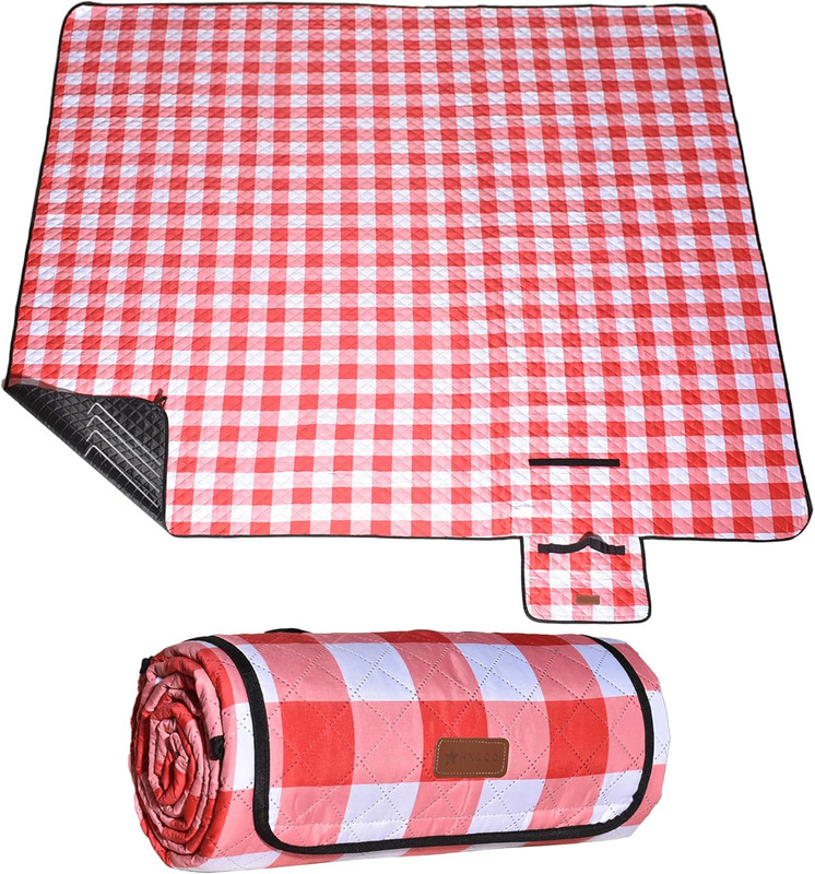 Outdoor Picnic Blanket, Extra Large, 80»X80» Waterproof Foldable Blankets Ging