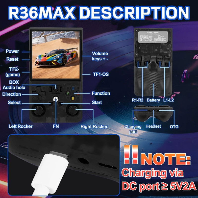 R36MAX Handheld Game Console - 4.0-Inch Screen, Support 22000+Classic Games,128G gallery