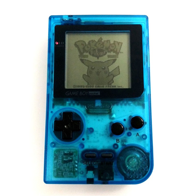 Retrofit Clear Light Blue Nintendo Game Boy Pocket Game Console + Game Card