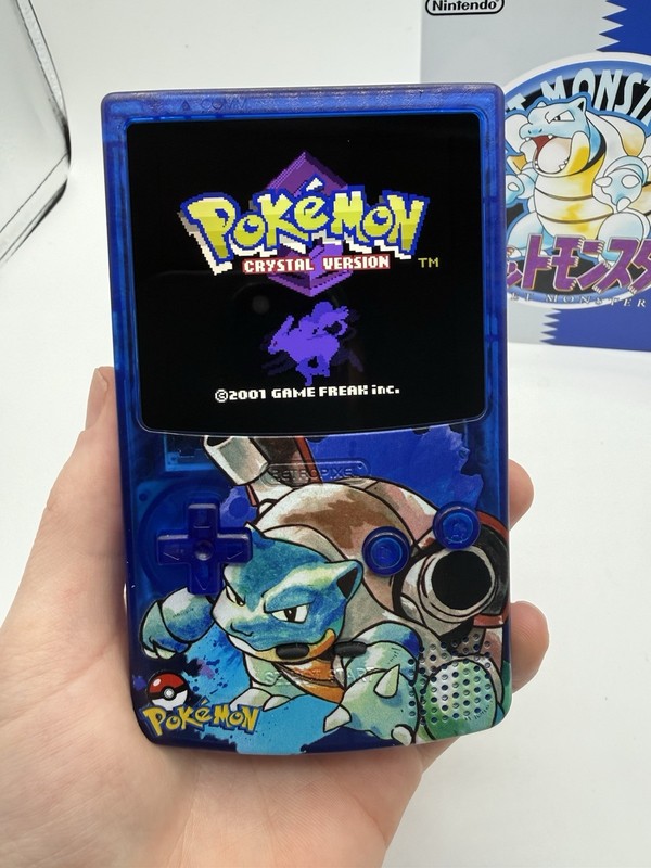 Custom Blastoise USB C Rechargeable Gameboy Color W Matching Box Pokémon gallery