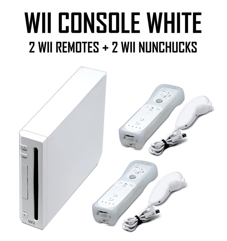 Authentic Wii Console White + Two Remotes + GameCube + 1 Year Warranty + USA gallery