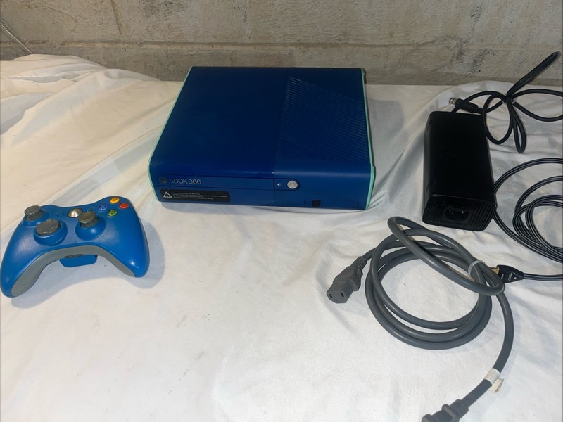 Microsoft Xbox 360 E Blue & Green Special Edition Console Matching Controller