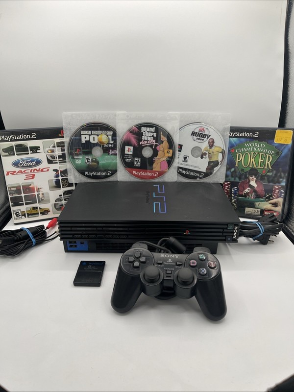 PlayStation 2 PS2 Fat Console Bundle SCPH-39001 – Network Adapter 5 Games & 🎮