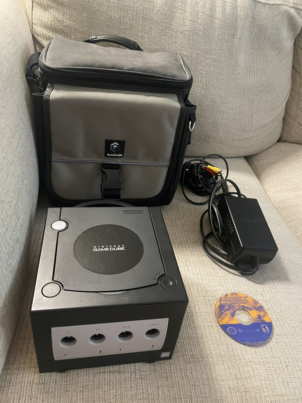 Nintendo GameCube Console Black Tested With Travel Bag and Starfox Adventures