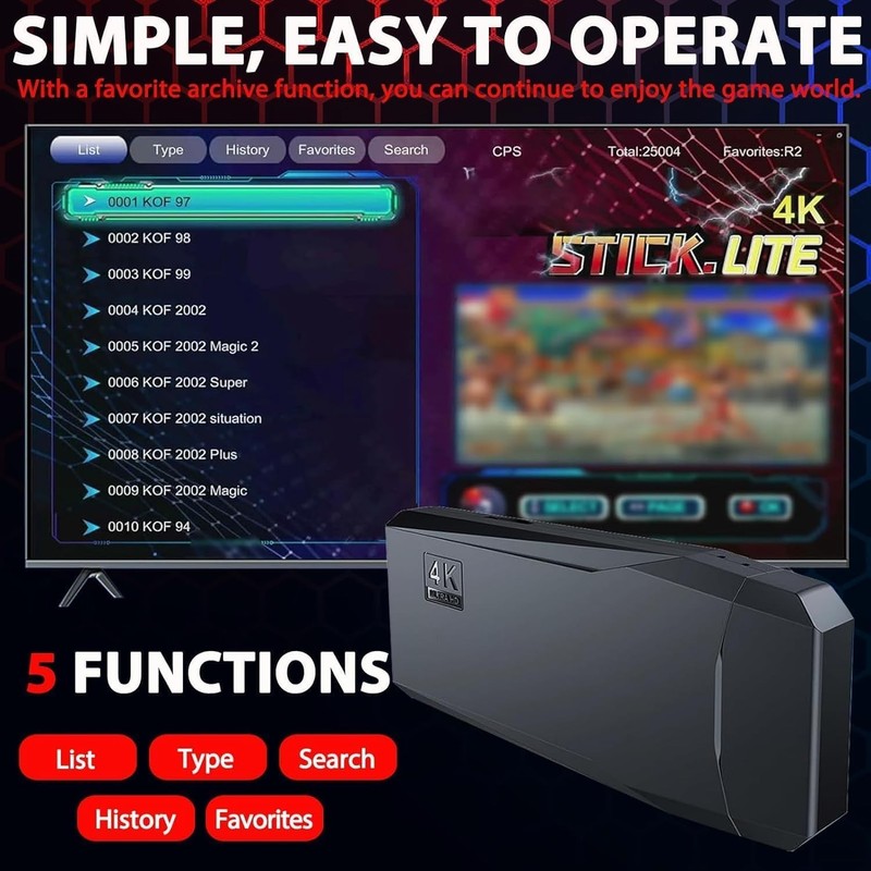 M8 4K Retro Game Stick - Handheld Console Preloaded with 20,000+ Games gallery