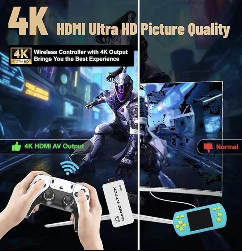 Game Stick Pro 4K HDMI Microconsole 64GB Wireless Controllers Precision D-Pad gallery