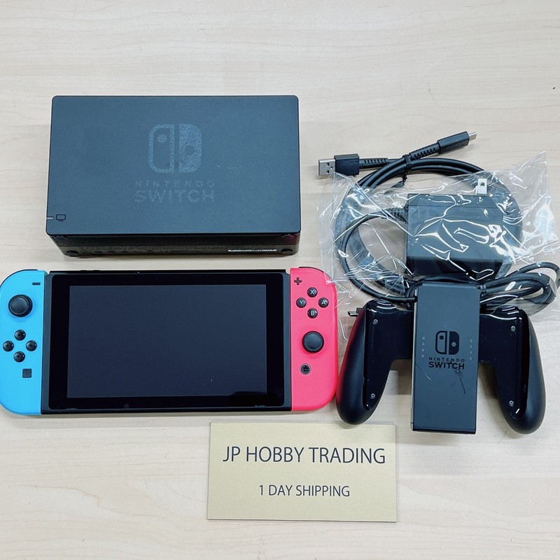 Nintendo Switch Console HAC-001 w/ Joy Con + Dock + Charger Tested 1 Day Ship