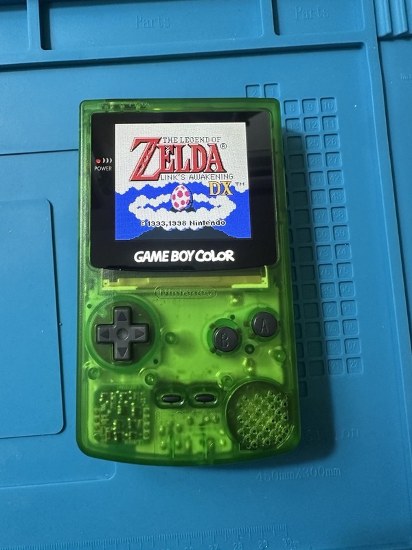 Nintendo Game Boy Color With NEW screen Green Handheld System with Carrying Case