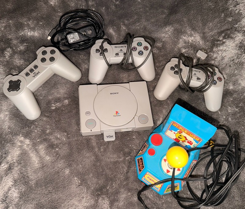 Sony PlayStation PS1 Classic Console Bundle + 3 Controllers Pac-Man Joystick