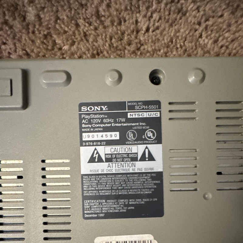 Sony PlayStation PS1 Console SCPH-5501 NTSC-U/C Gray Memory Card Slot, 2 Ctrl gallery