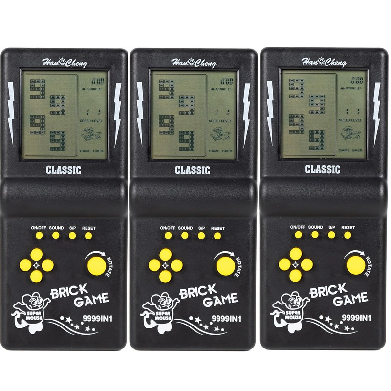 Handheld Brick Game Console,3.5-inch Large Screen Black Handheld Building Blo…