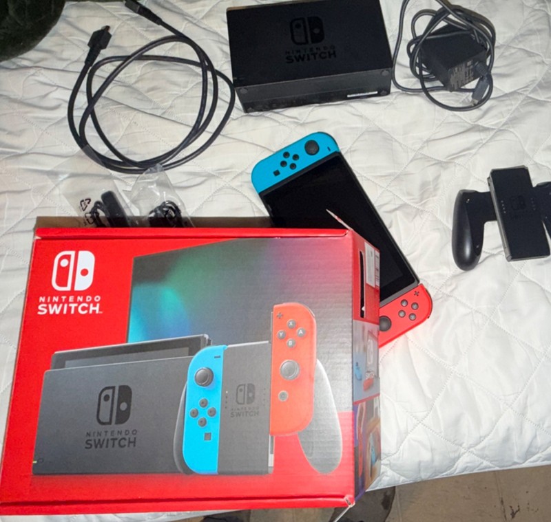 Nintendo Switch Console Neon Red/Blue Joy-Con Dock HDMI Cable