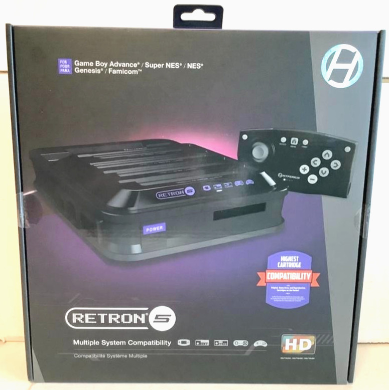NEW Hyperkin BLACK Retron 5 Game System Console for GBA Super NES NES Genesis +