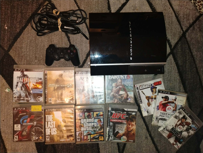 PS3 Fat Console Bundle + 10 Games – GTA V, Last of Us, MW2, GT5, Far Cry