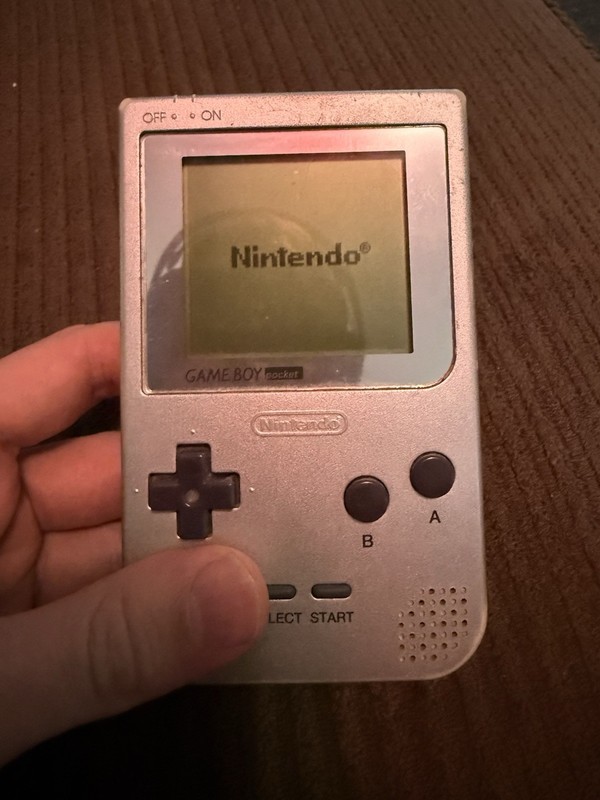 Vintage Nintendo Game Boy Pocket Handheld Console (Silver) Missing Battery Door